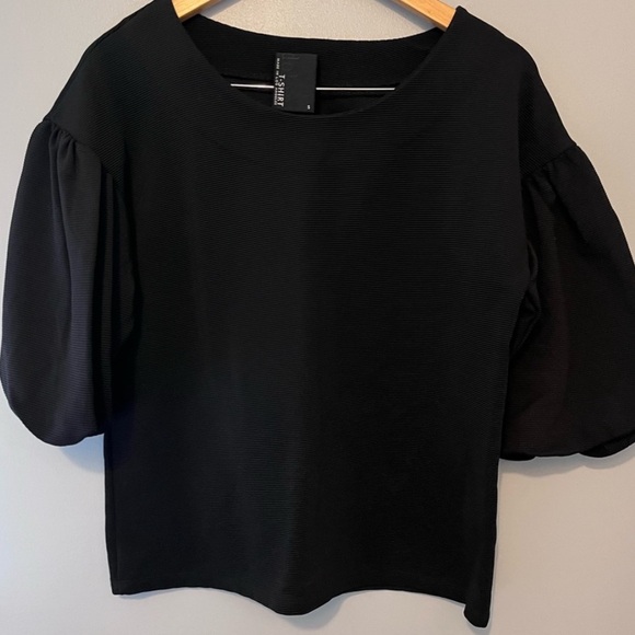 Anthropologie Black Puff Sleeve Top - Picture 7 of 8
